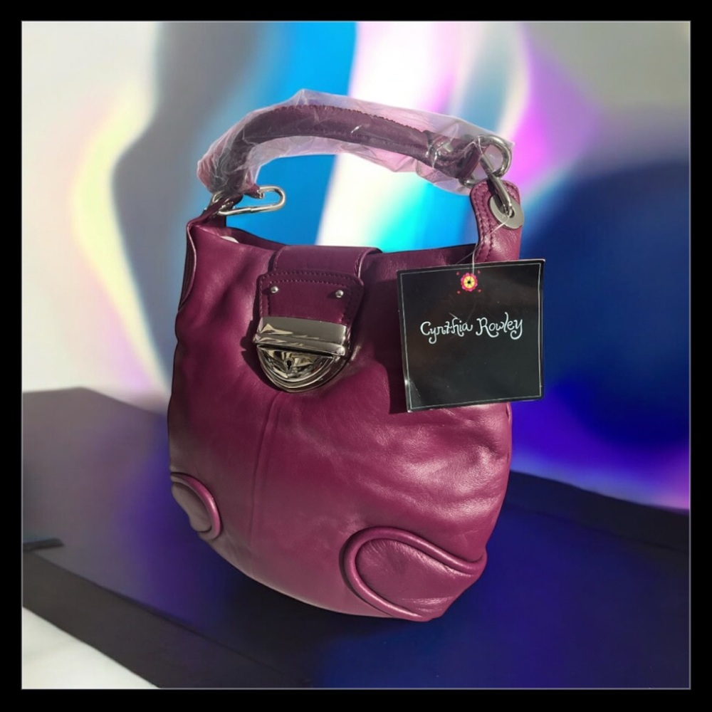 Cynthia Rowley Magenta Magnetic Lock Leather Shoulder Bag